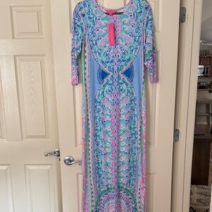 Lilly Pulitzer Blue and Pink Maxi Dress